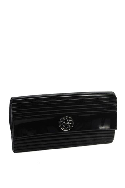 Tory Burch Womens Front Logo Clutch Handbag Plastic Black Size Small