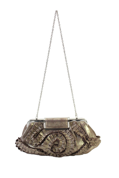 Annabel Ingall Women's Ruffled Evening Shoulder Bag Gold