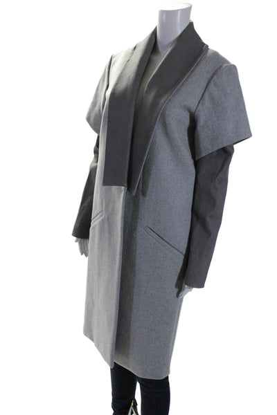 Valery Kovalska Womens Gray Leather Silk Lining Long Sleeve Jacket Size S