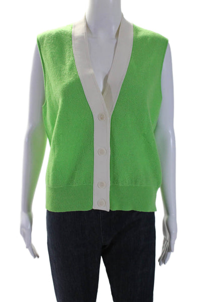 Sandro Women's Sleeveless Button Down Sweater Vest Green Size XS