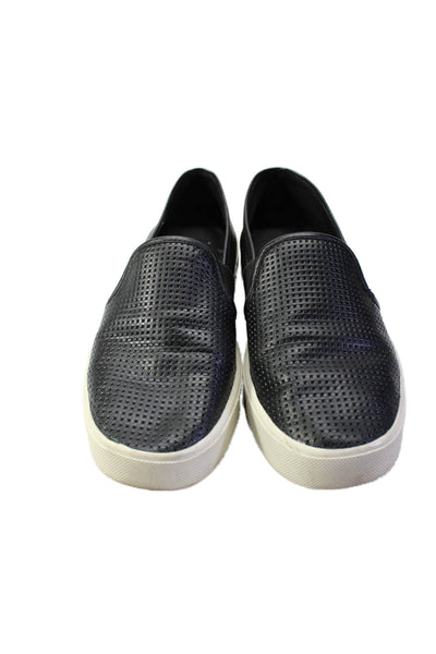 Vince Womens Leather Perforated Blair 5 Slip On Sneakers Black Size 9US 40EU