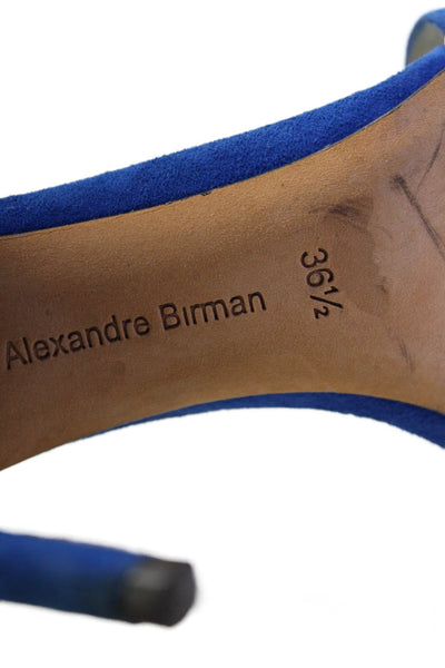 Alexandre Birman Womens Suede Open Toe Knotted Ankle Strap Heels Blue Size 6.5US