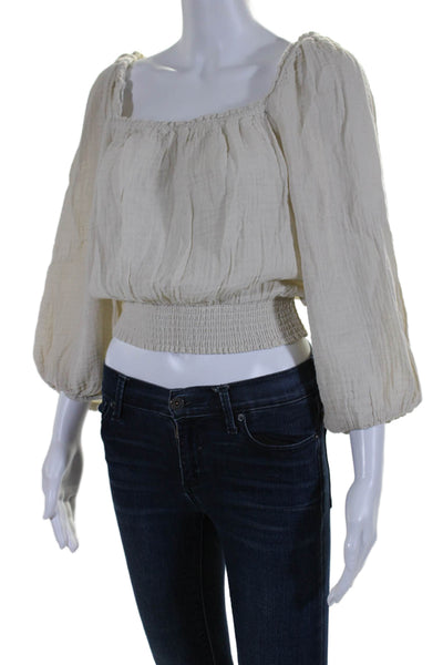 Michael Stars Women's Scoop Neck Puff Sleeve Top White Size XS