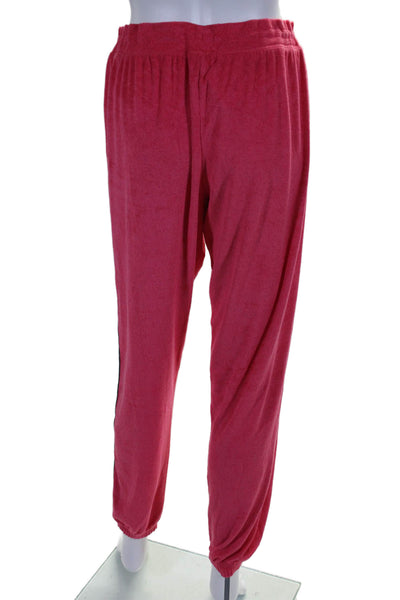 P.J. Salvage Women's Striped Velour Lounge Pants Pink Size M