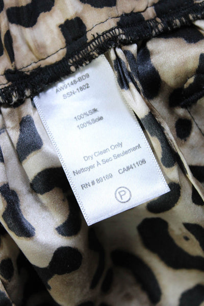 ATM Women's Silk Animal Print Casual Pants Beige Size S