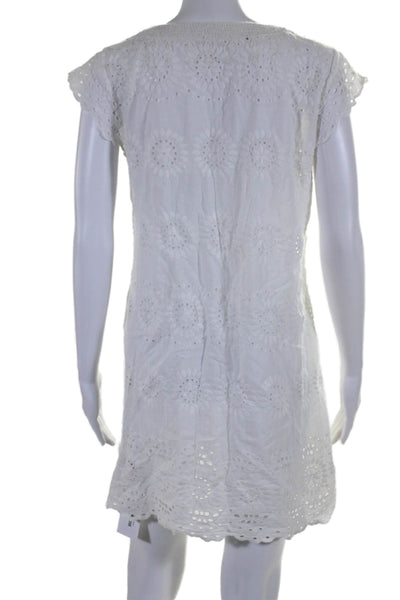 Calypso Saint Barth Womens Eyelet Short Sleeves Dress White Size Extra Small