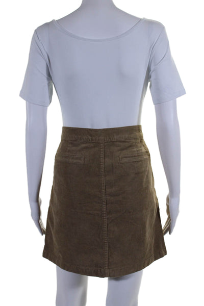 Tory Burch Womens Corduroy Button Up A Line Skirt Beige Brown Cotton Size 4