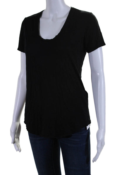 Helmut Womens Short Sleeves Pullover Scoop Neck Tee Shirt Black Size Small