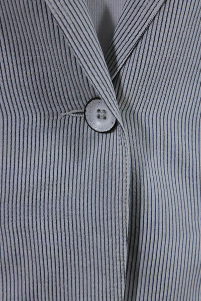 Rag & Bone Womens Silk Striped Single Button Blazer Jacket White Blue Size 0