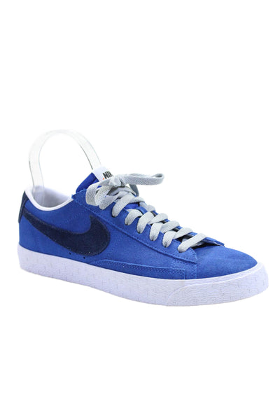 Nike Mens Suede Lace Up Low Top ID Blazer Walking Sneakers Blue Size 7.5