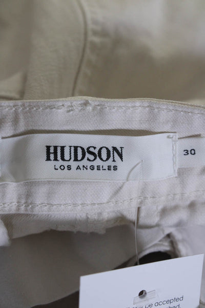 Hudson Men's Button Closure Flat Front Straight Leg Casual Pants Cream Size 30