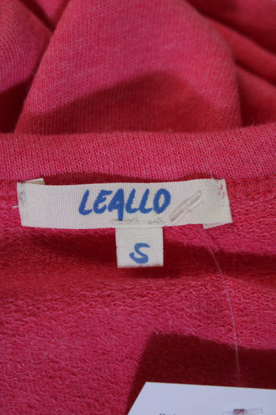 Leallo Womens Cotton Blend Coral Crew Neck Long Sleeve Pullover Sweatshirt SizeS