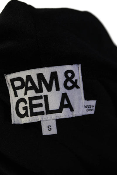 Pam & Gela Womens Velour Long Sleeves Pullover Hoodie Black Size Small