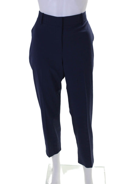 Theory Womens Zipper Fly Mid Rise Pleated Dress Pants Navy Wool Size 8