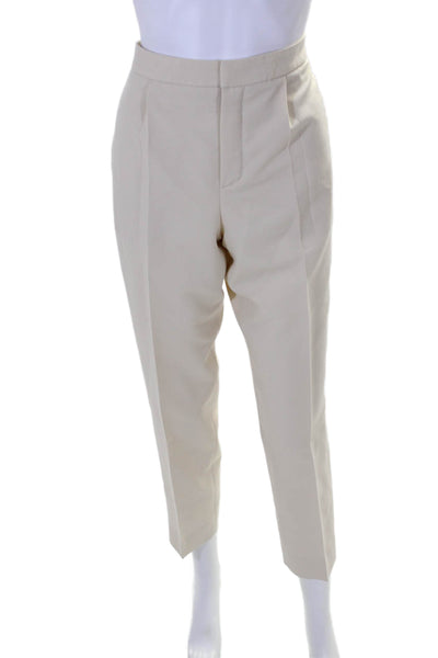 Chloe Womens Zipper Fly High Rise Pleated Dress Pants Beige Wool Size FR 40