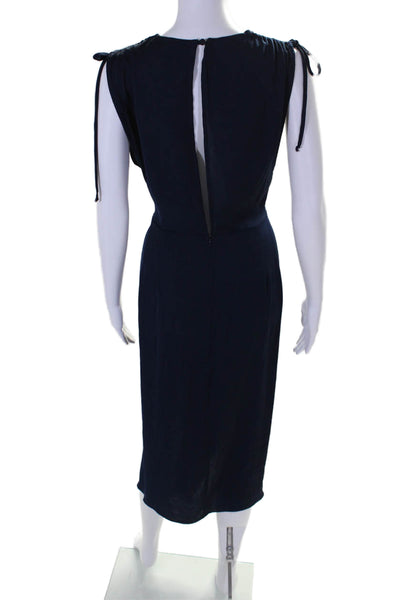 Bec & Bridge Womens Sleeveless V Neck Midi Slit Gown Blue Size 2