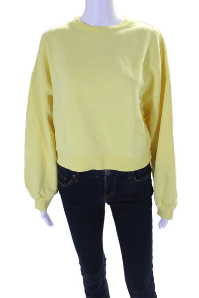 Agolde Womens Cotton Long Sleeve Cropped Crewneck Sweatshirt Top Yellow Size S