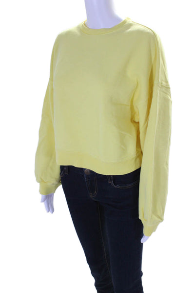 Agolde Womens Cotton Long Sleeve Cropped Crewneck Sweatshirt Top Yellow Size S