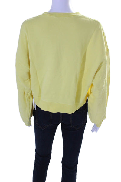 Agolde Womens Cotton Long Sleeve Cropped Crewneck Sweatshirt Top Yellow Size S