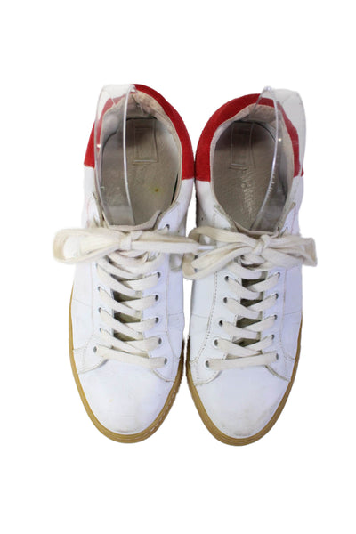 IRO Womens Leather Suede Trim Low Top Lace Up Sneakers White Size 9