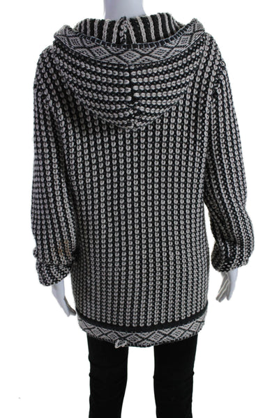 Paul & Joe Sister Women Cotton Crochet Full Zip Hooded Jacket Black White Size 1