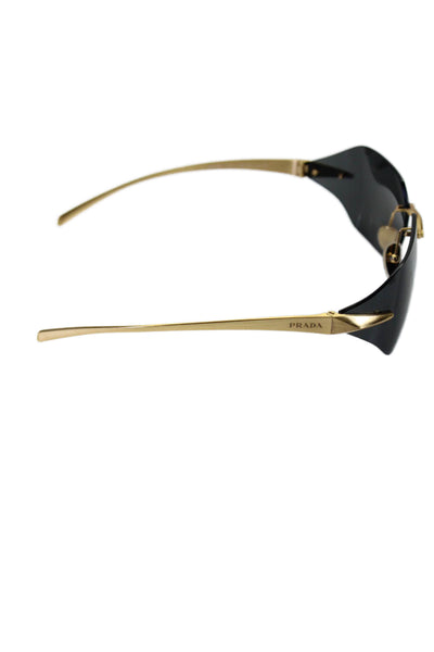 Prada Womens Geometric Gold Toned Framed Slip-On Sunglasses Black 115MM