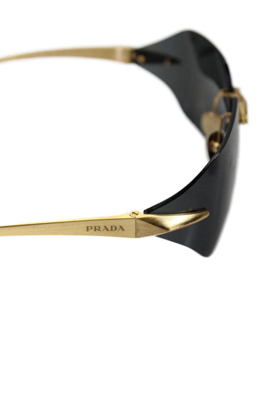 Prada Womens Geometric Gold Toned Framed Slip-On Sunglasses Black 115MM