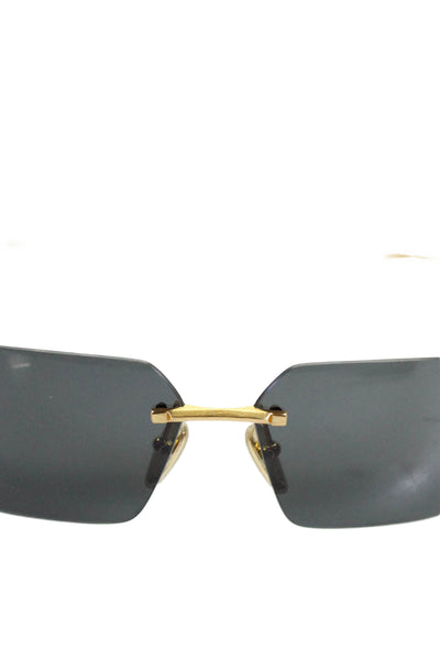 Prada Womens Geometric Gold Toned Framed Slip-On Sunglasses Black 115MM