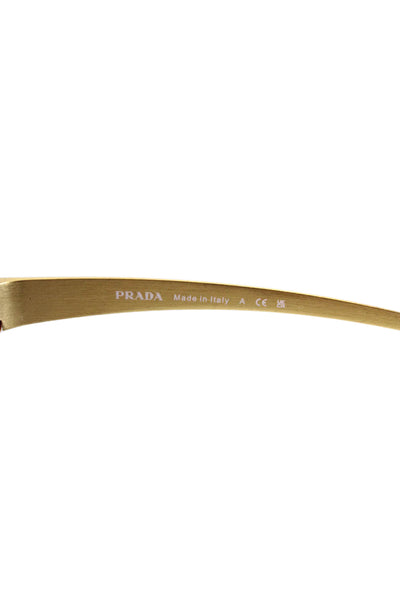 Prada Womens Geometric Gold Toned Framed Slip-On Sunglasses Black 115MM