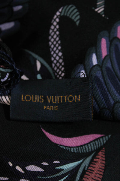 Louis Vuitton Womens Silk Graphic Print Sequined Frayed Hem Shawl Black Size OS