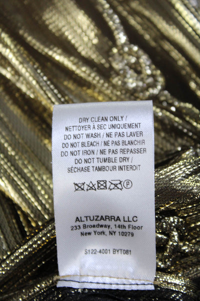 Altuzarra Womens Metallic Snap Button Ribbed Curled Hem Adoni Blouse Gold Size E