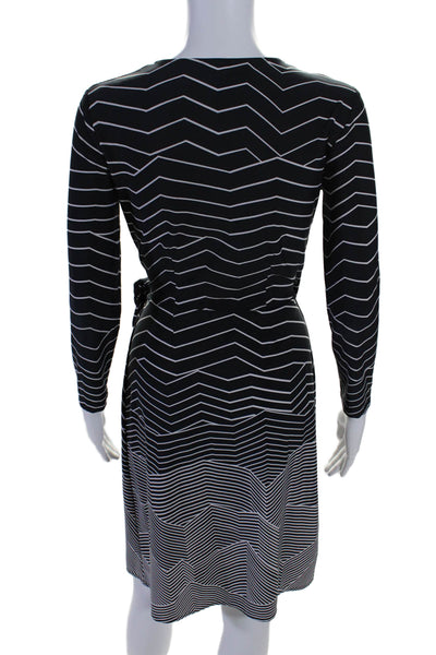 BCBG Max Azria Womens Striped Adele Wrap Dress Black White Size Extra Small