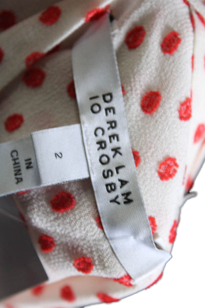 Derek Lam 10 Crosby Womens White Red Polka Dot Ruffle Blouse Top Size 2