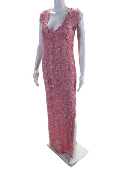 Queen & Pawn Womens Pink Floral Lace V-Neck Lined Sleeveless Shift Dress Size S