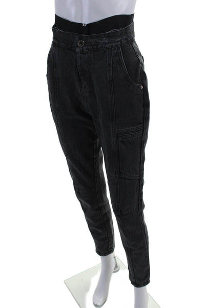 Maniere De Voir Women's High Waist Pockets Straight Leg Denim Pants Black Size 8