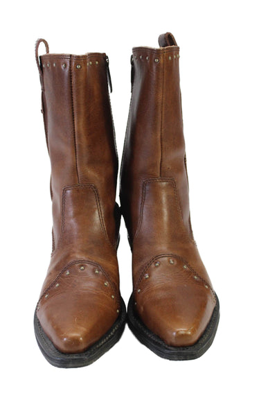 Harley Davidson Women's Cuban Heels Leather Mid-Calf Boots Brown Size 9