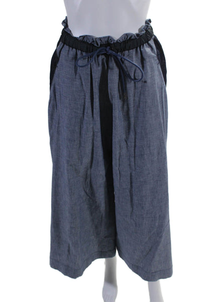 Designer Womens Blue High Rise Drawstring Zip Extra Wide Leg Pants Size M