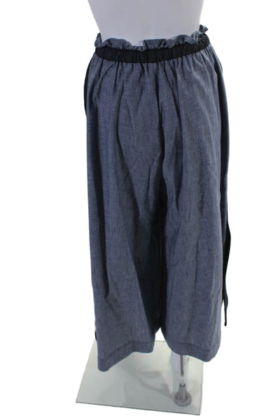 Designer Womens Blue High Rise Drawstring Zip Extra Wide Leg Pants Size M