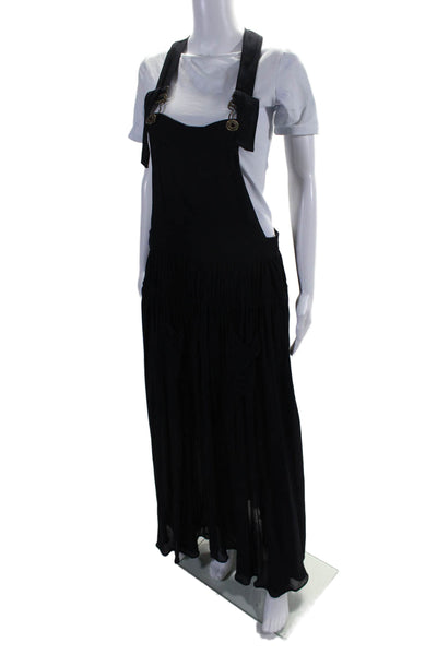 Chloe Womens Dark Navy Square Neck Sleeveless Overalls Dress Size 38