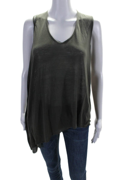 Helmut Lang Womens Sleeveless Scoop Neck Asymmetrical Top Gray Size Small