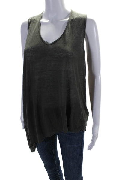 Helmut Lang Womens Sleeveless Scoop Neck Asymmetrical Top Gray Size Small