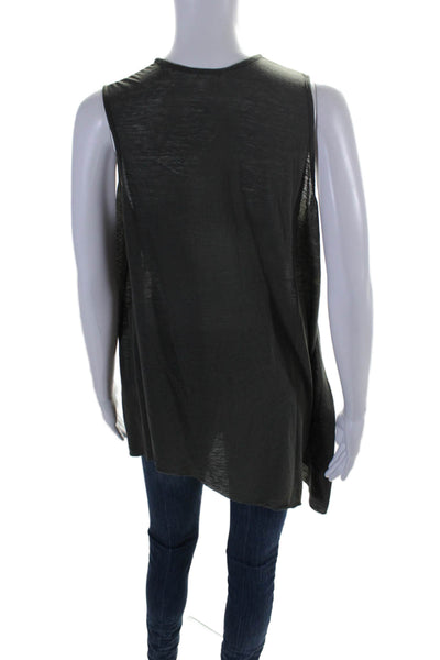 Helmut Lang Womens Sleeveless Scoop Neck Asymmetrical Top Gray Size Small