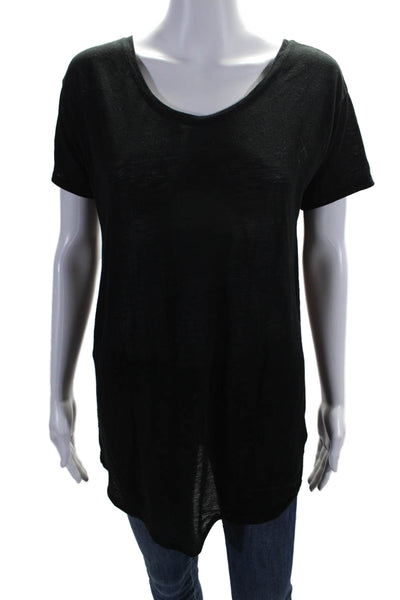 Helmut Lang Womens Short Sleeve Boat Neck Thin Knit Top Black Size Small