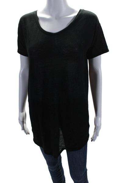 Helmut Lang Womens Short Sleeve Boat Neck Thin Knit Top Black Size Small