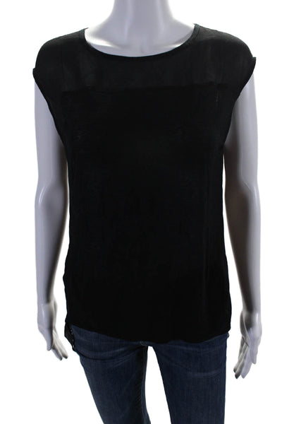 Helmut Helmut Lang Womens Sleeveless Scoop Neck Top Silk Black Size Small