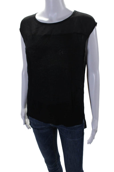 Helmut Helmut Lang Womens Sleeveless Scoop Neck Top Silk Black Size Small