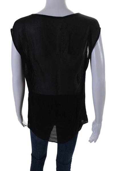 Helmut Helmut Lang Womens Sleeveless Scoop Neck Top Silk Black Size Small