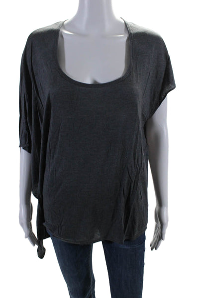 Helmut Lang Womens Short Sleeve Thin Knit Basic T Shirt Gray Size Small