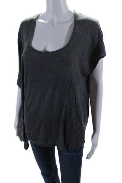 Helmut Lang Womens Short Sleeve Thin Knit Basic T Shirt Gray Size Small