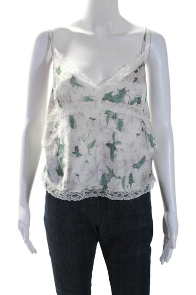 Erdem Womens Silk Lace Trim V Neck Spaghetti Strap Cami Blouse White Size 8